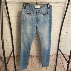 GAP light blue with tribal print pattern skinny jeans size 26